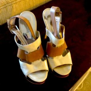 Michael Kors tan and cream high heel sandals
